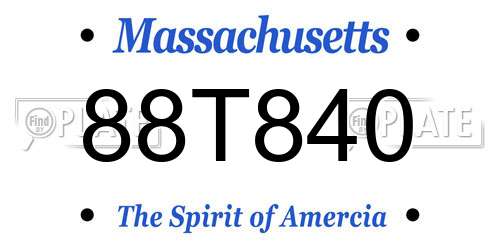 88T840 Massachusetts License Plate