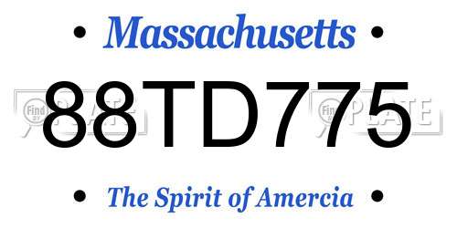 88TD775 Massachusetts License Plate