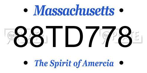 88TD778 Massachusetts License Plate