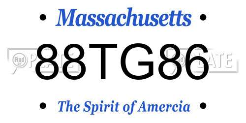 88TG86 Massachusetts License Plate