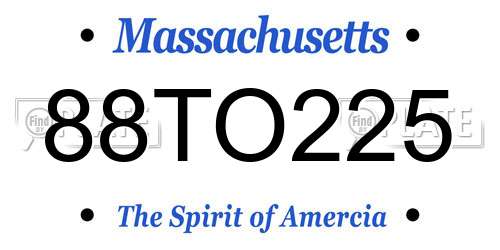 88TO225 Massachusetts License Plate