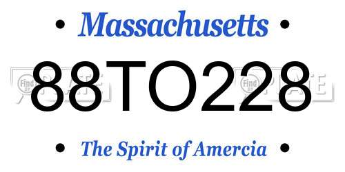 88TO228 Massachusetts License Plate