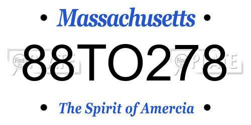88TO278 Massachusetts License Plate