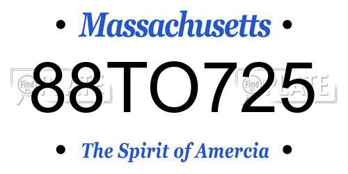 88TO725 Massachusetts License Plate