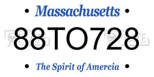 88TO728 Massachusetts License Plate