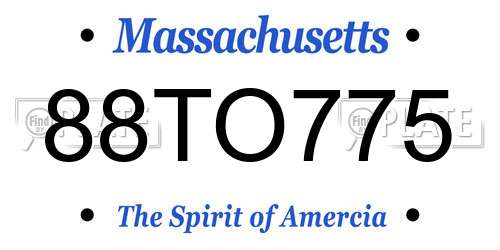 88TO775 Massachusetts License Plate