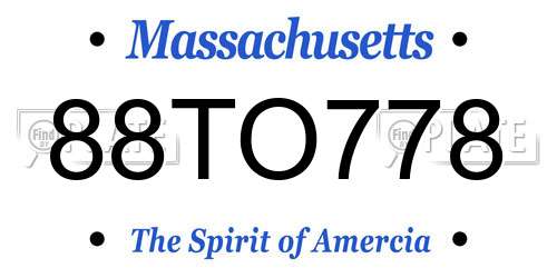 88TO778 Massachusetts License Plate