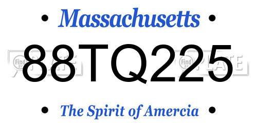 88TQ225 Massachusetts License Plate