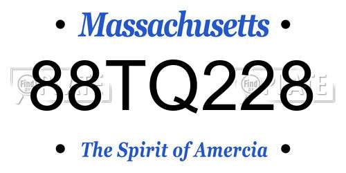 88TQ228 Massachusetts License Plate
