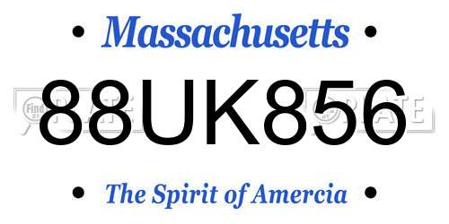 88UK856 Massachusetts License Plate