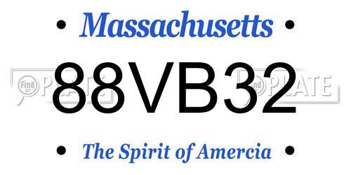 88VB32 Massachusetts License Plate