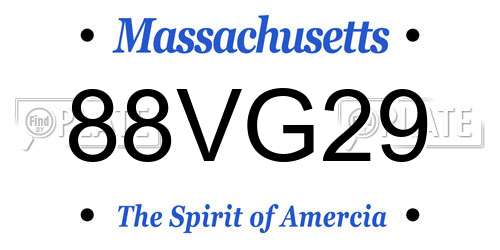 88VG29 Massachusetts License Plate