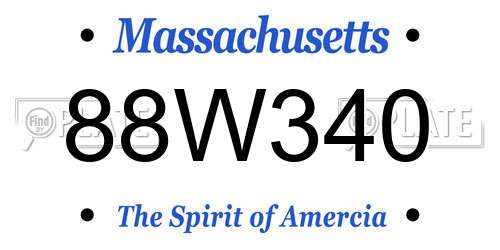 88W340 Massachusetts License Plate