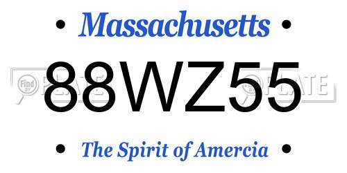 88WZ55 Massachusetts License Plate