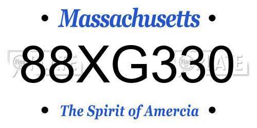 88XG330 Massachusetts License Plate