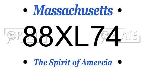 88XL74 Massachusetts License Plate