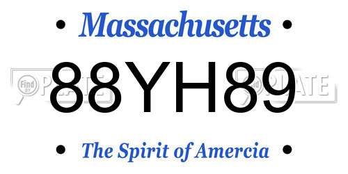 88YH89 Massachusetts License Plate