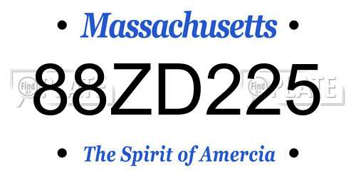 88ZD225 Massachusetts License Plate