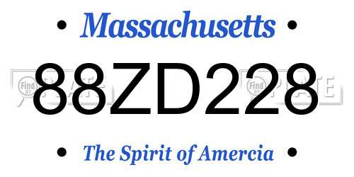 88ZD228 Massachusetts License Plate