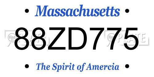 88ZD775 Massachusetts License Plate
