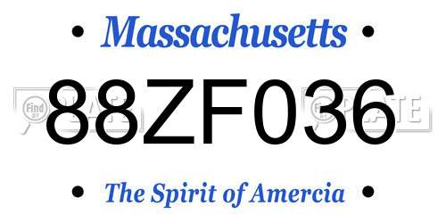 88ZF036 Massachusetts License Plate