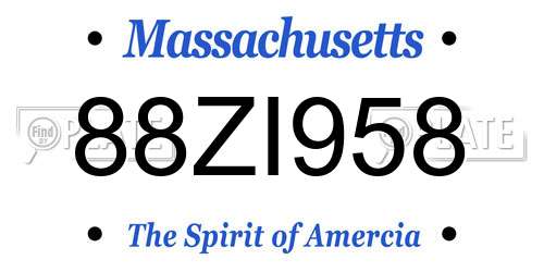 88ZI958 Massachusetts License Plate