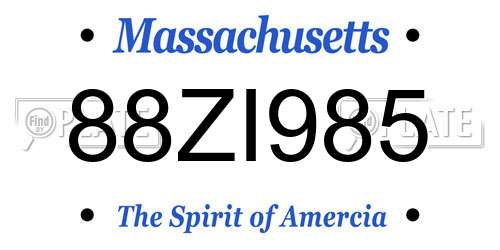 88ZI985 Massachusetts License Plate