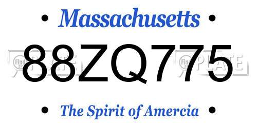 88ZQ775 Massachusetts License Plate