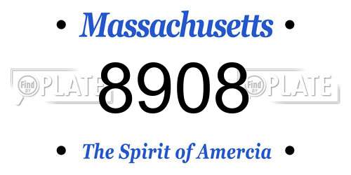8908 Massachusetts License Plate