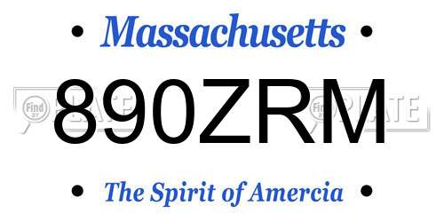 890ZRM Massachusetts License Plate