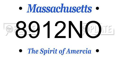 8912NO Massachusetts License Plate