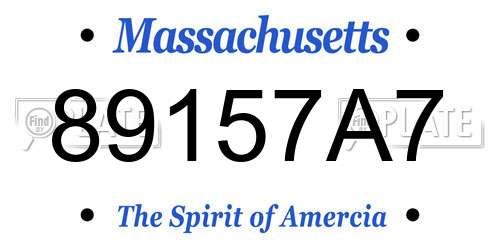 89157A7 Massachusetts License Plate