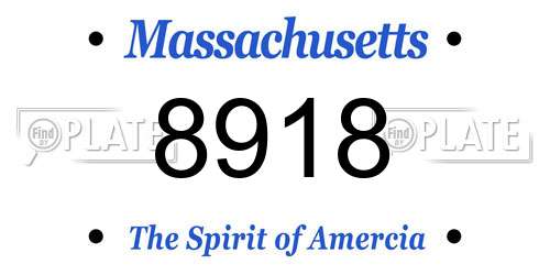 8918 Massachusetts License Plate