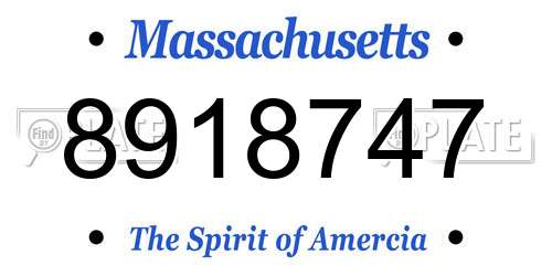 8918747 Massachusetts License Plate