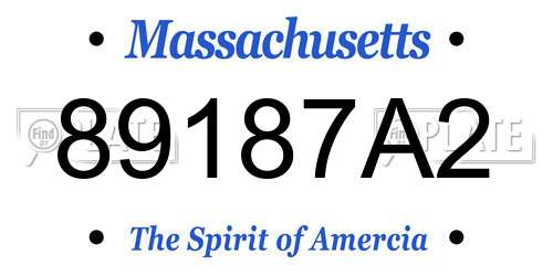 89187A2 Massachusetts License Plate