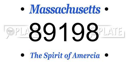 89198 Massachusetts License Plate