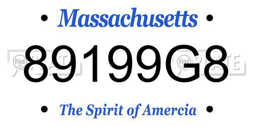 89199G8 Massachusetts License Plate