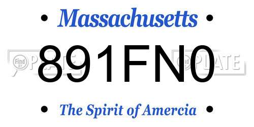 891FN0 Massachusetts License Plate