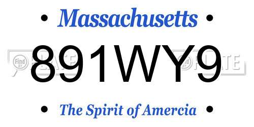 891WY9 Massachusetts License Plate