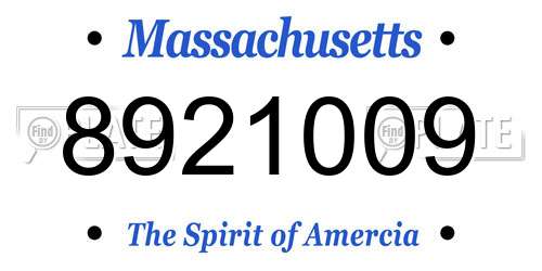 8921009 Massachusetts License Plate