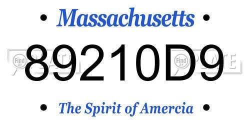 89210D9 Massachusetts License Plate