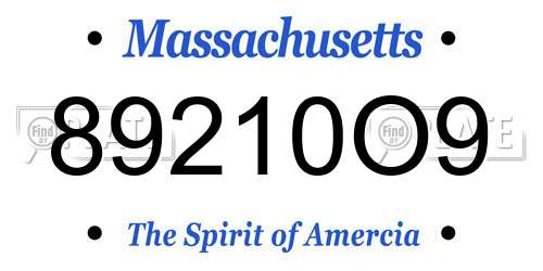 89210O9 Massachusetts License Plate