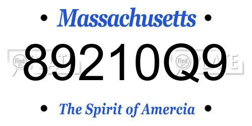 89210Q9 Massachusetts License Plate