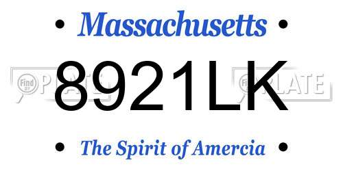 8921LK Massachusetts License Plate