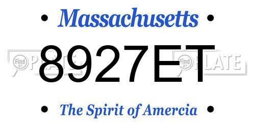 8927ET Massachusetts License Plate