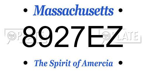8927EZ Massachusetts License Plate