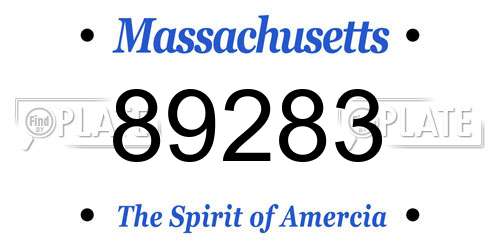 89283 Massachusetts License Plate