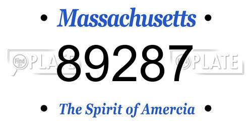 89287 Massachusetts License Plate