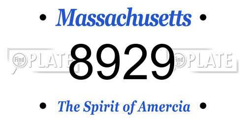8929 Massachusetts License Plate