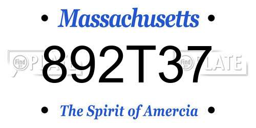 892T37 Massachusetts License Plate